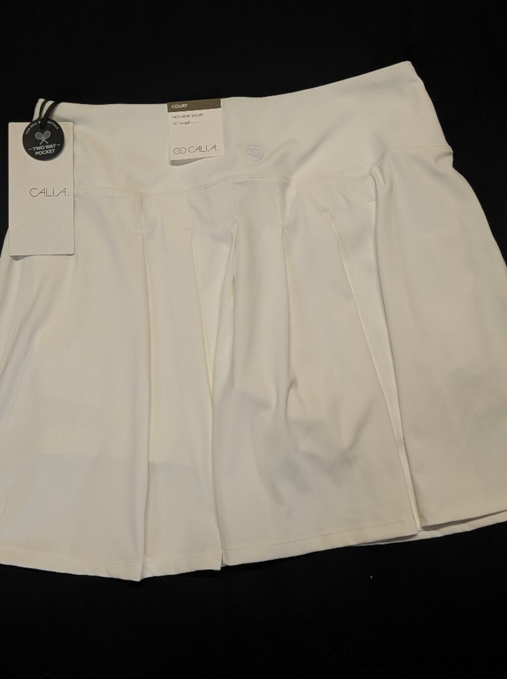 Calia Women's Back Pleated 16" Skort, Size Small, Pure White